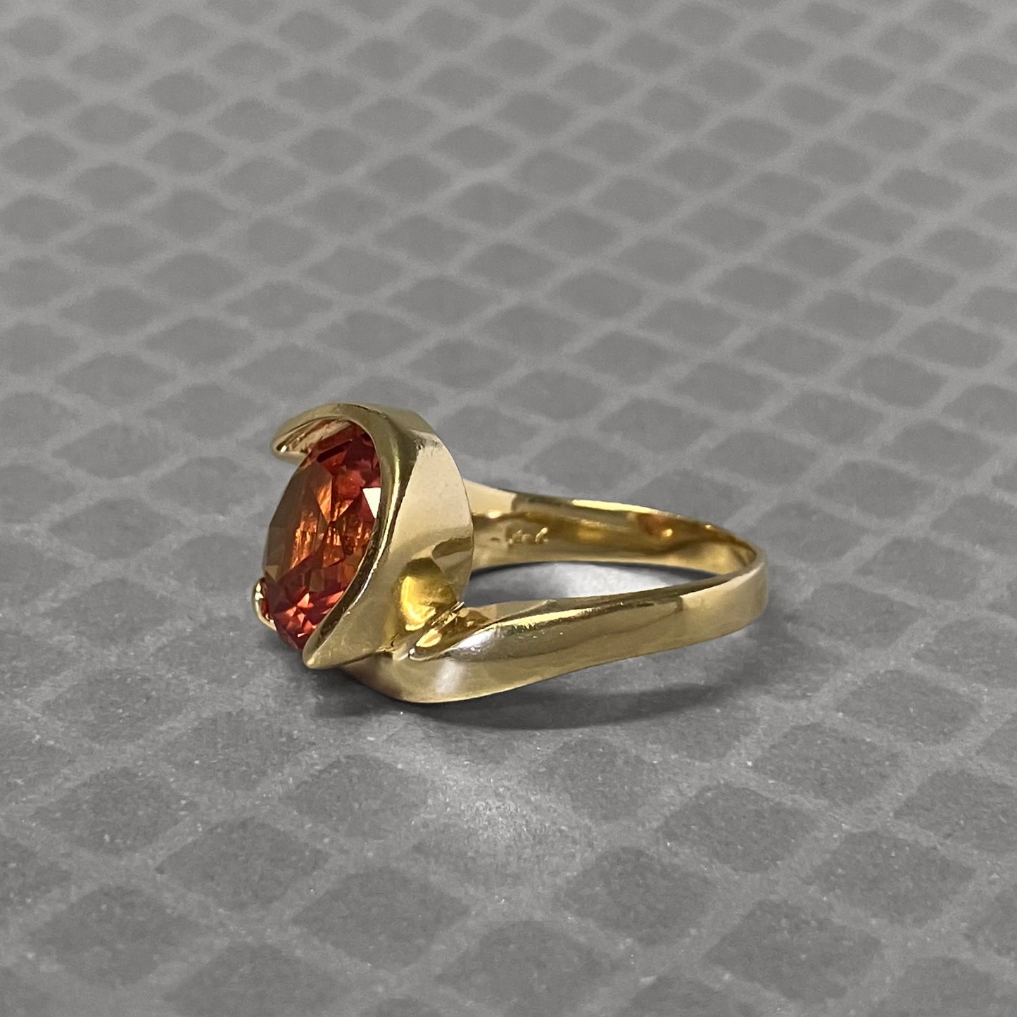 Preowned Yellow Gold and Synthetic Orange Sapphire Ring