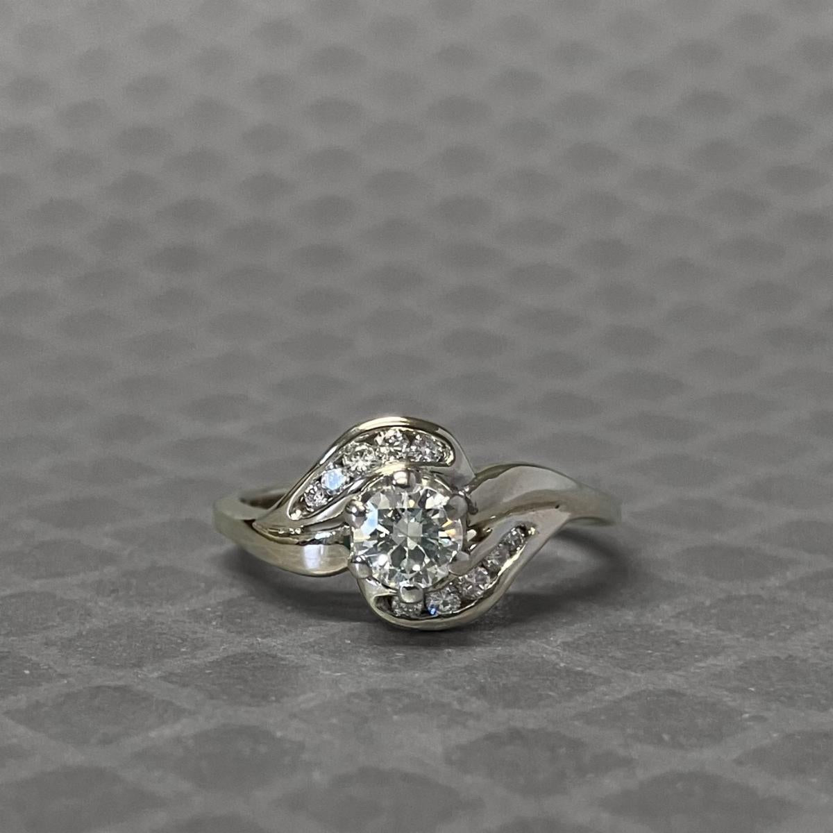 Preowned White Gold and Offset Diamond Ring