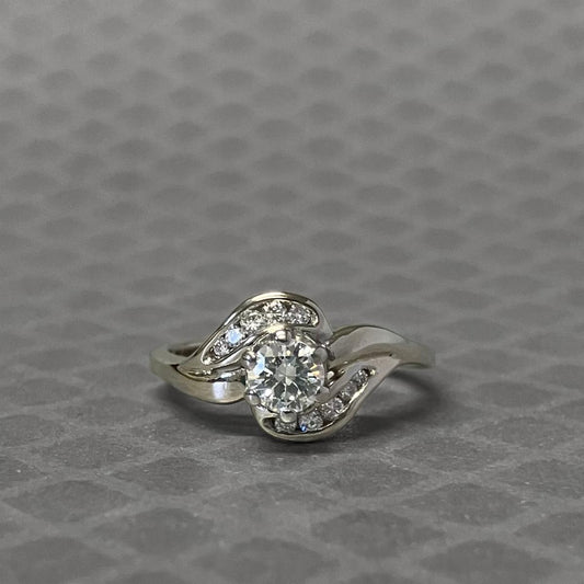 Preowned White Gold and Offset Diamond Ring