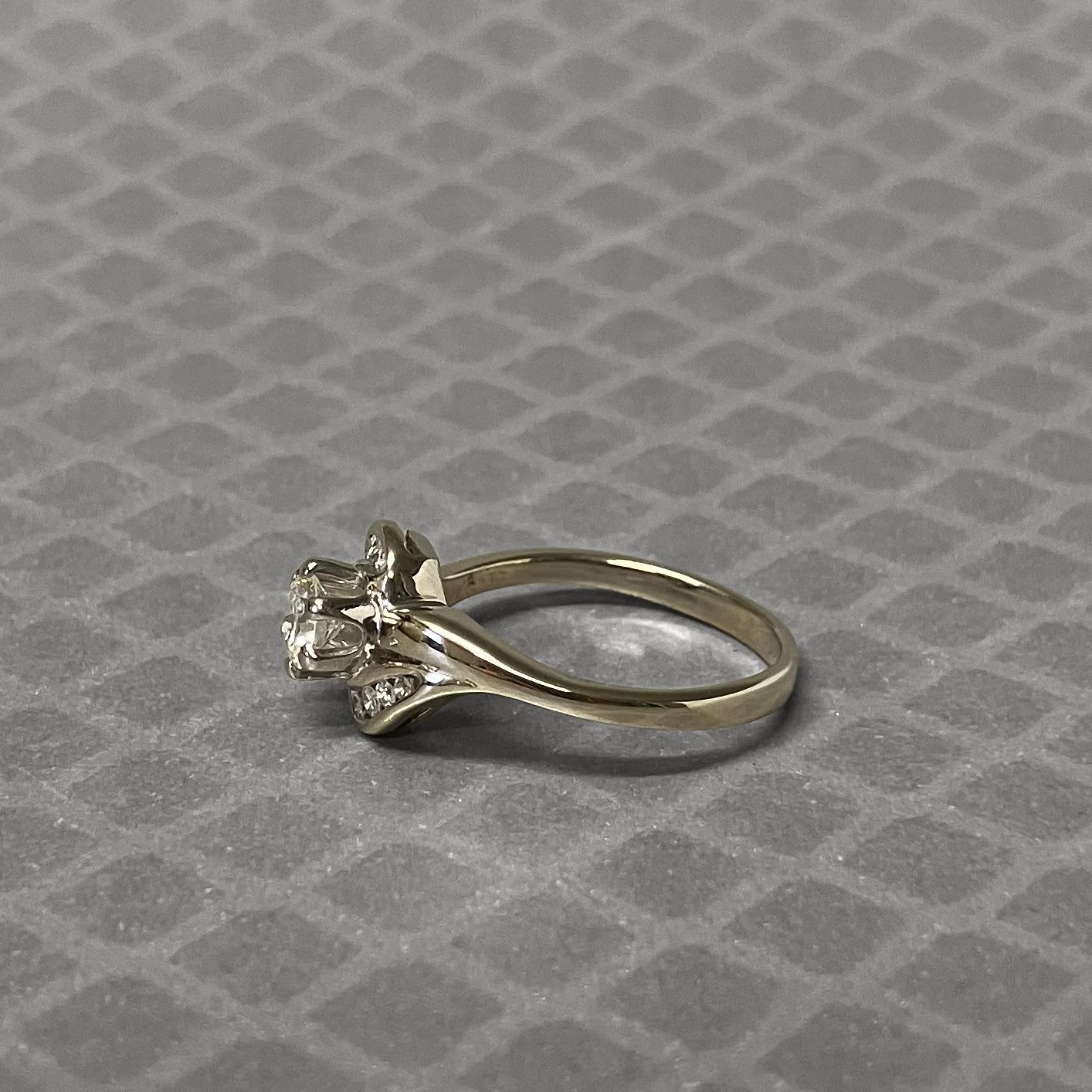 Preowned White Gold and Offset Diamond Ring