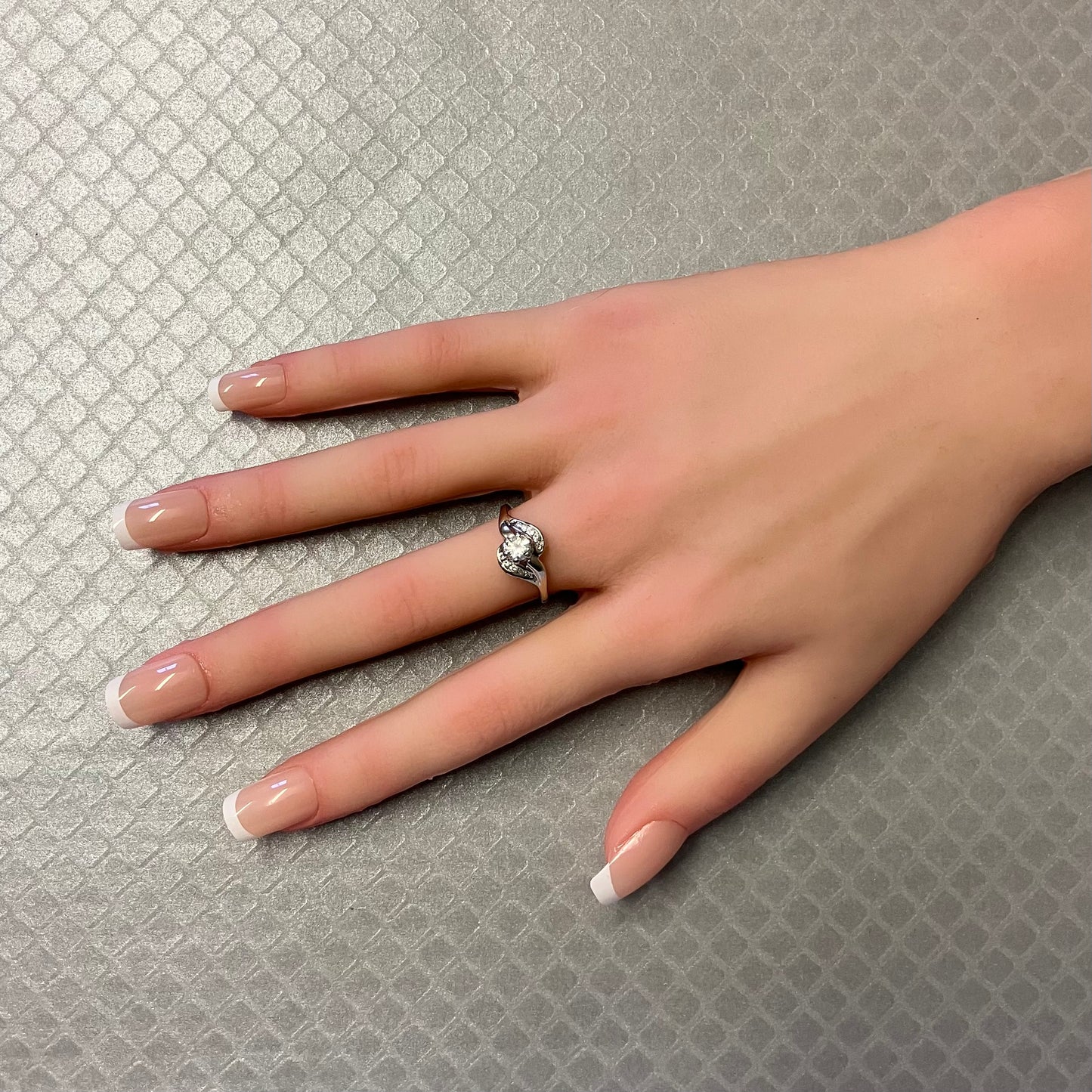 Preowned White Gold and Offset Diamond Ring