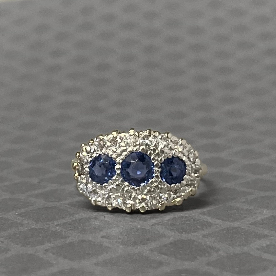 Preowned White and Yellow Gold Blue Sapphire and Diamond Ring
