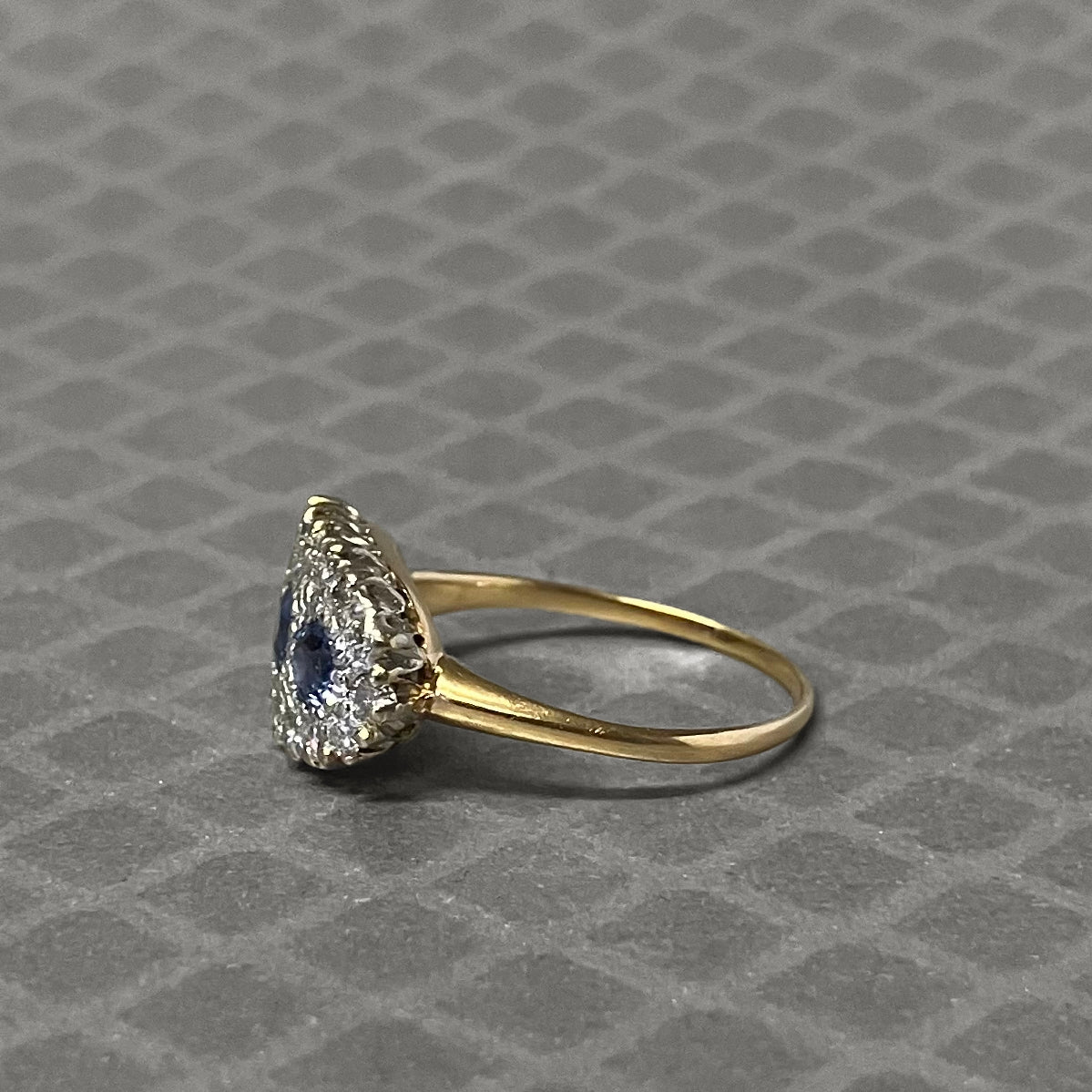 Preowned White and Yellow Gold Blue Sapphire and Diamond Ring