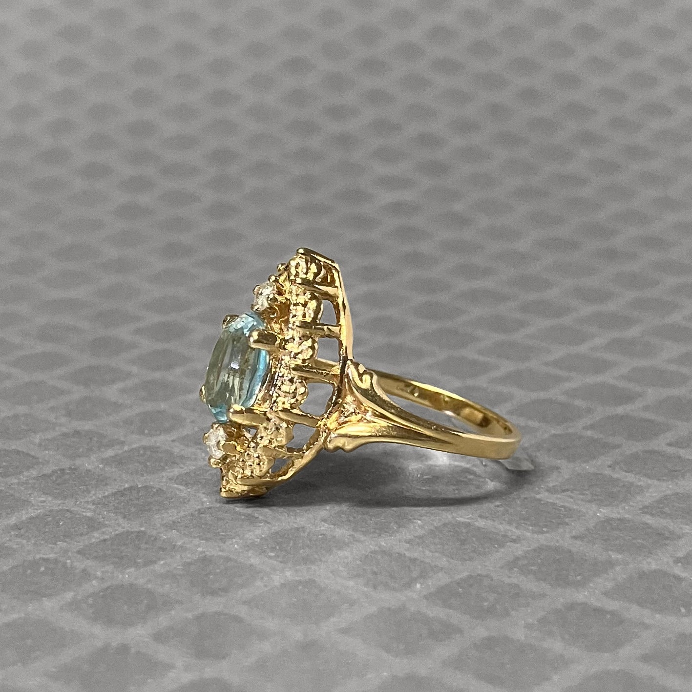 Preowned Yellow Gold Sky Blue Topaz and Diamond Ring