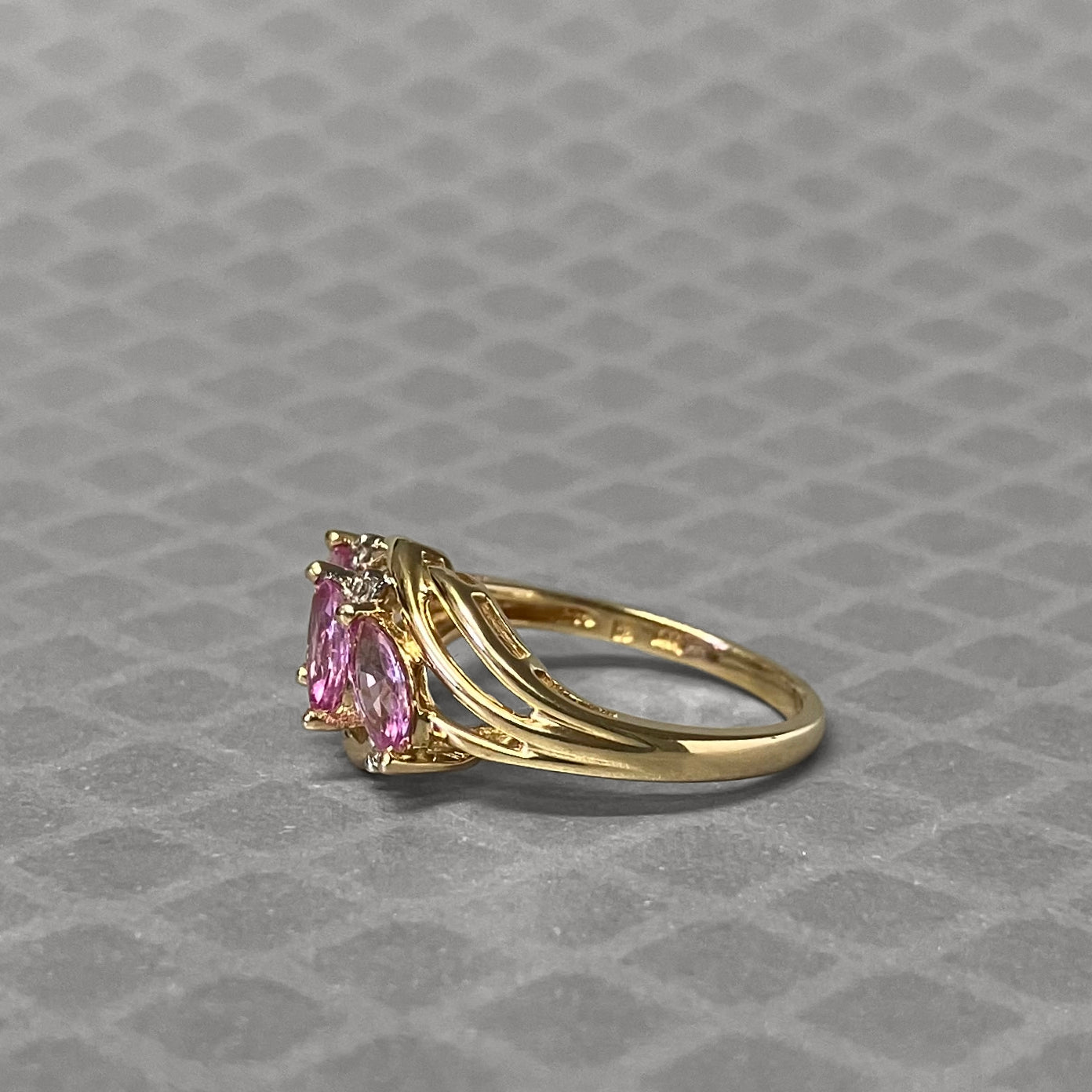 Preowned Yellow Gold Marquise Pink Sapphire and Diamond Ring