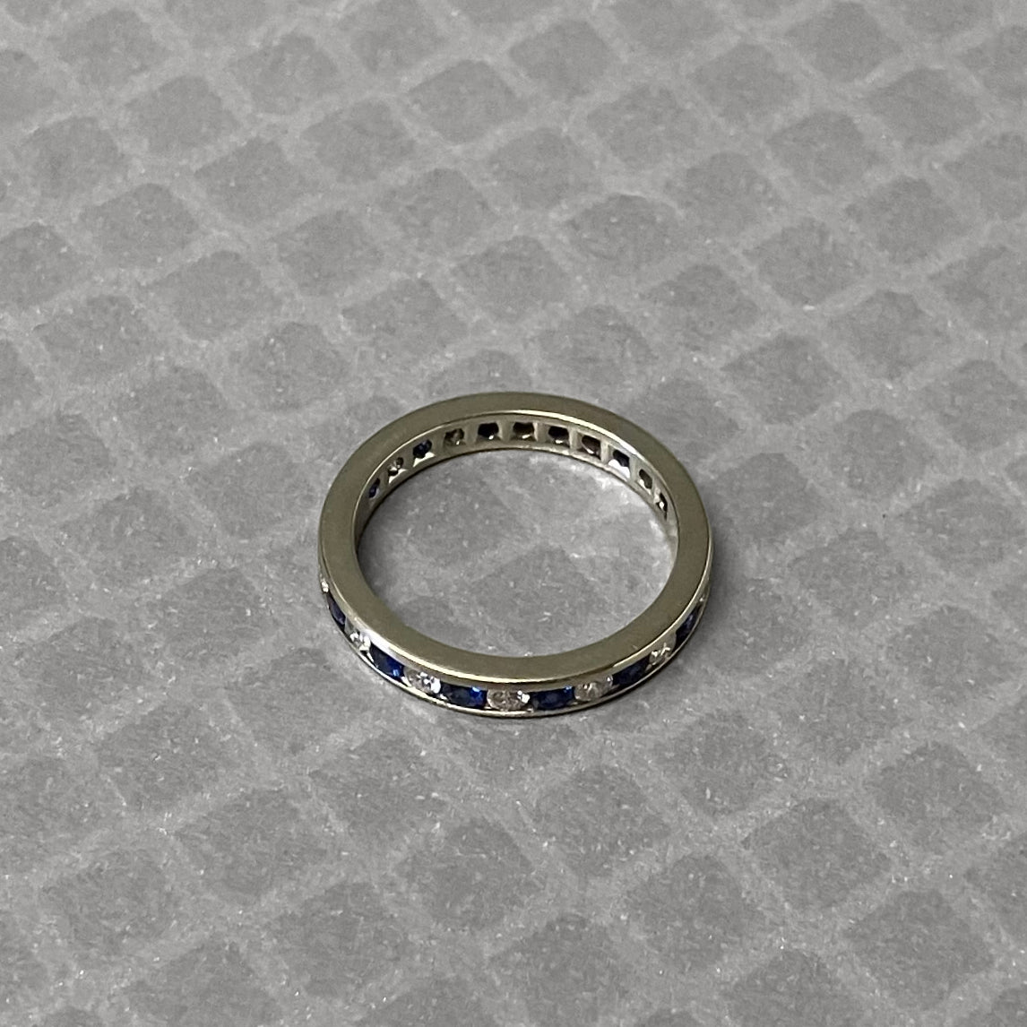 Preowned Platinum Blue Sapphire and Diamond Tiffany & Co. Eternity Ring