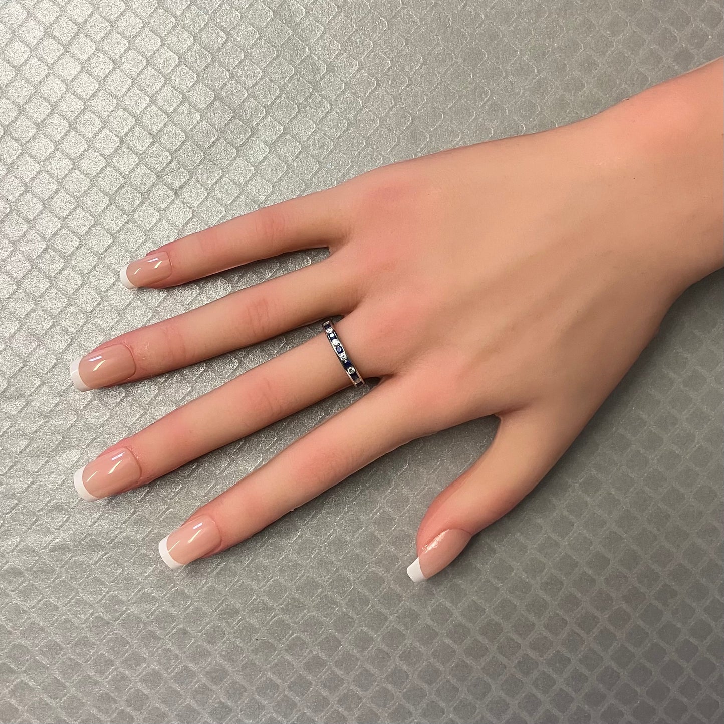 Preowned Platinum Blue Sapphire and Diamond Tiffany & Co. Eternity Ring