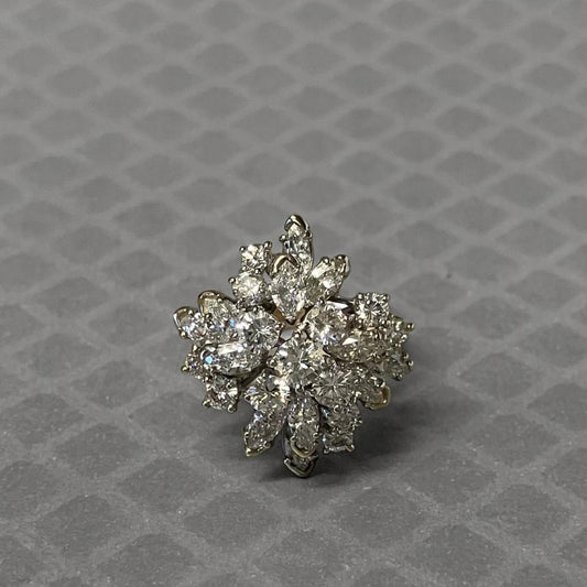 Preowned Yellow Gold and Diamond Floral Cluster Ring