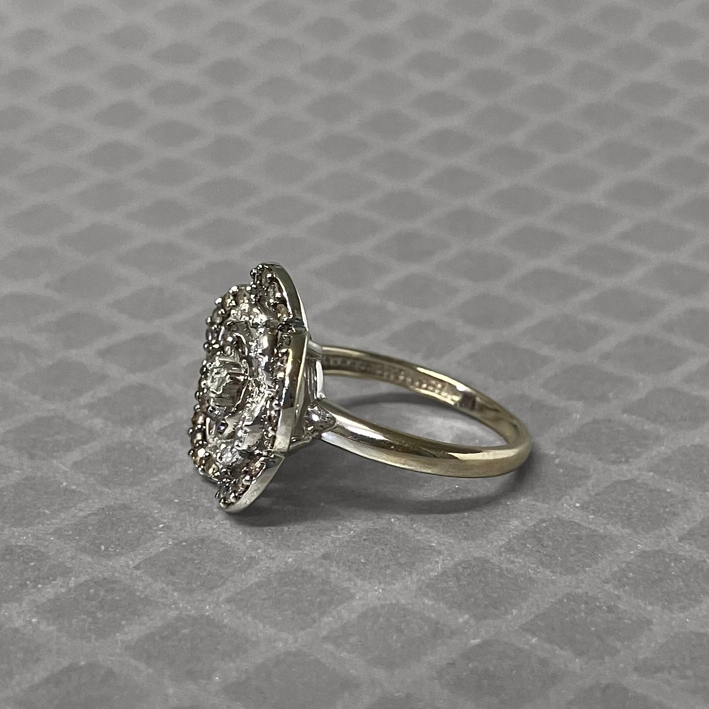 Preowned White Gold White and Chocolate Diamond Floral Ring