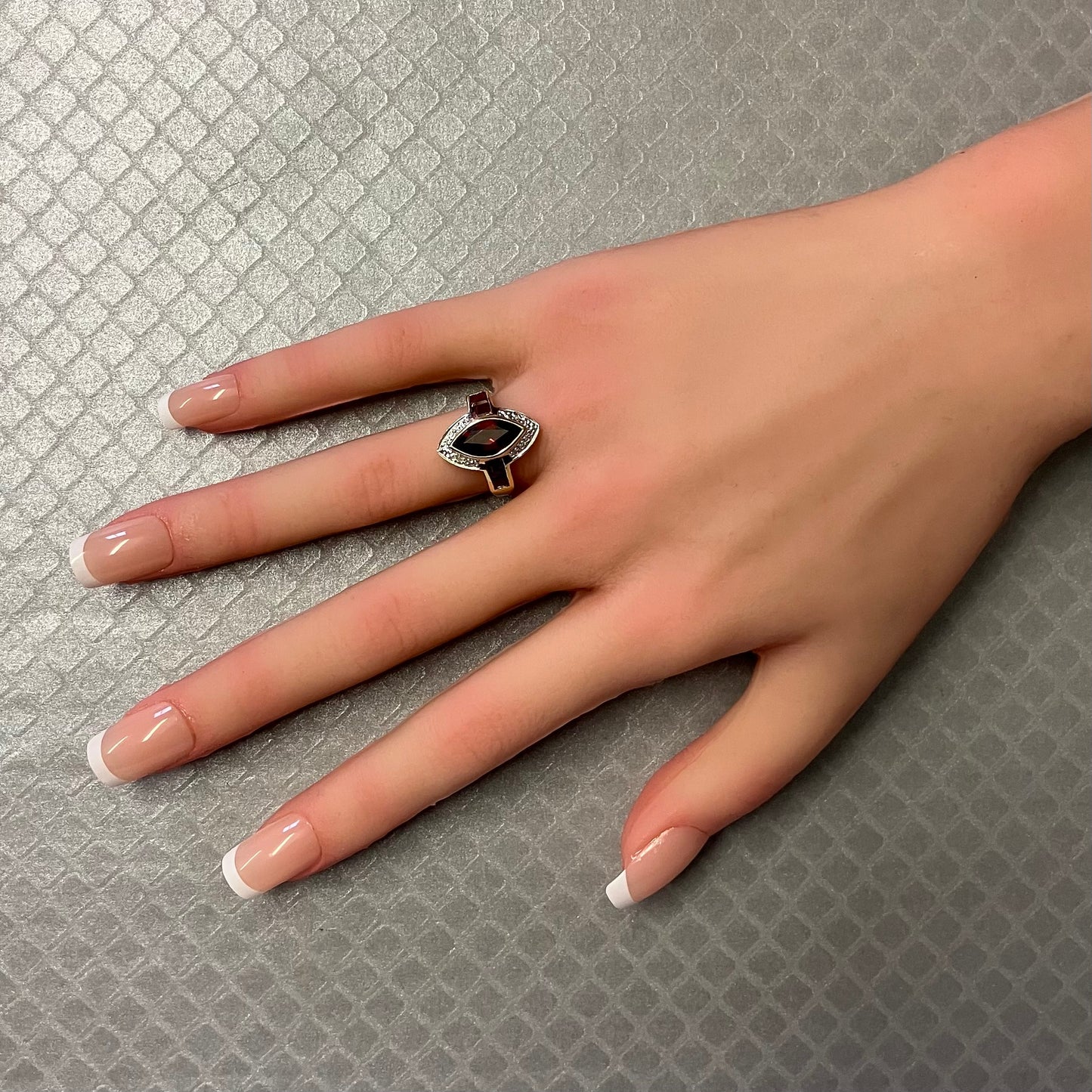 Preowned Yellow Gold Garnet and Diamond Ring