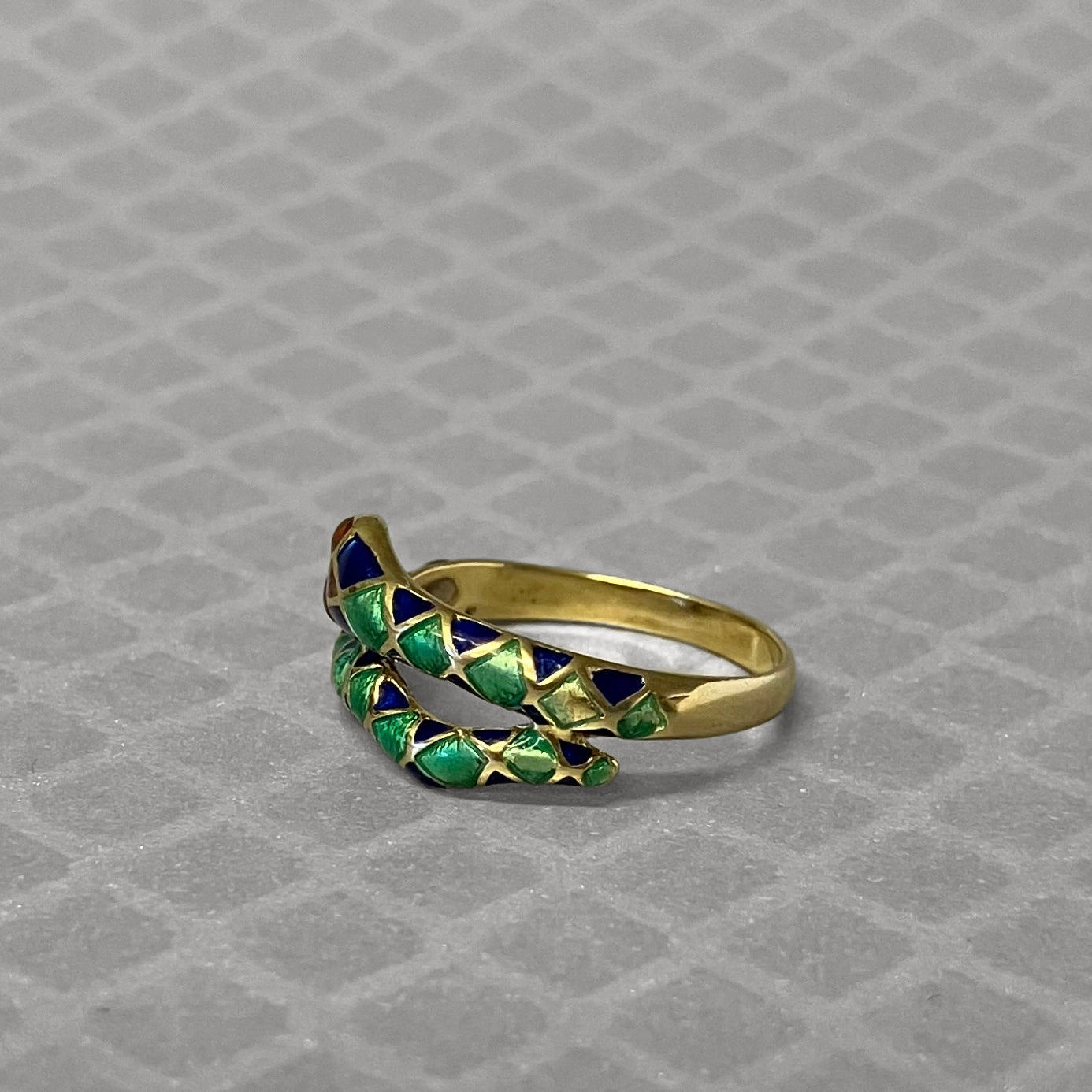 Preowned Yellow Gold and Enamel Snake Ring