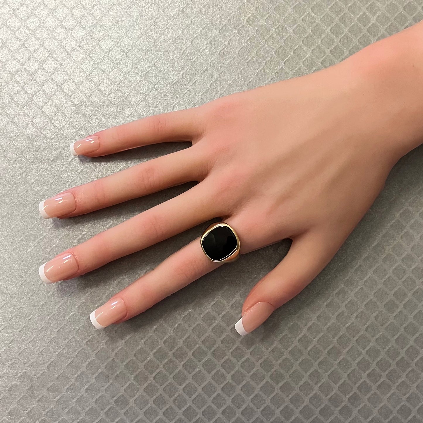 Preowned Yellow Gold and Cushion Onyx Ring