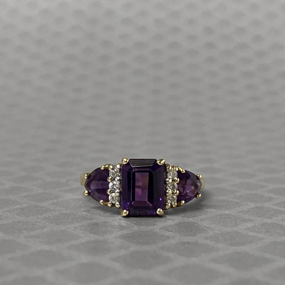 Preowned Yellow Gold Amethyst and Diamond Ring