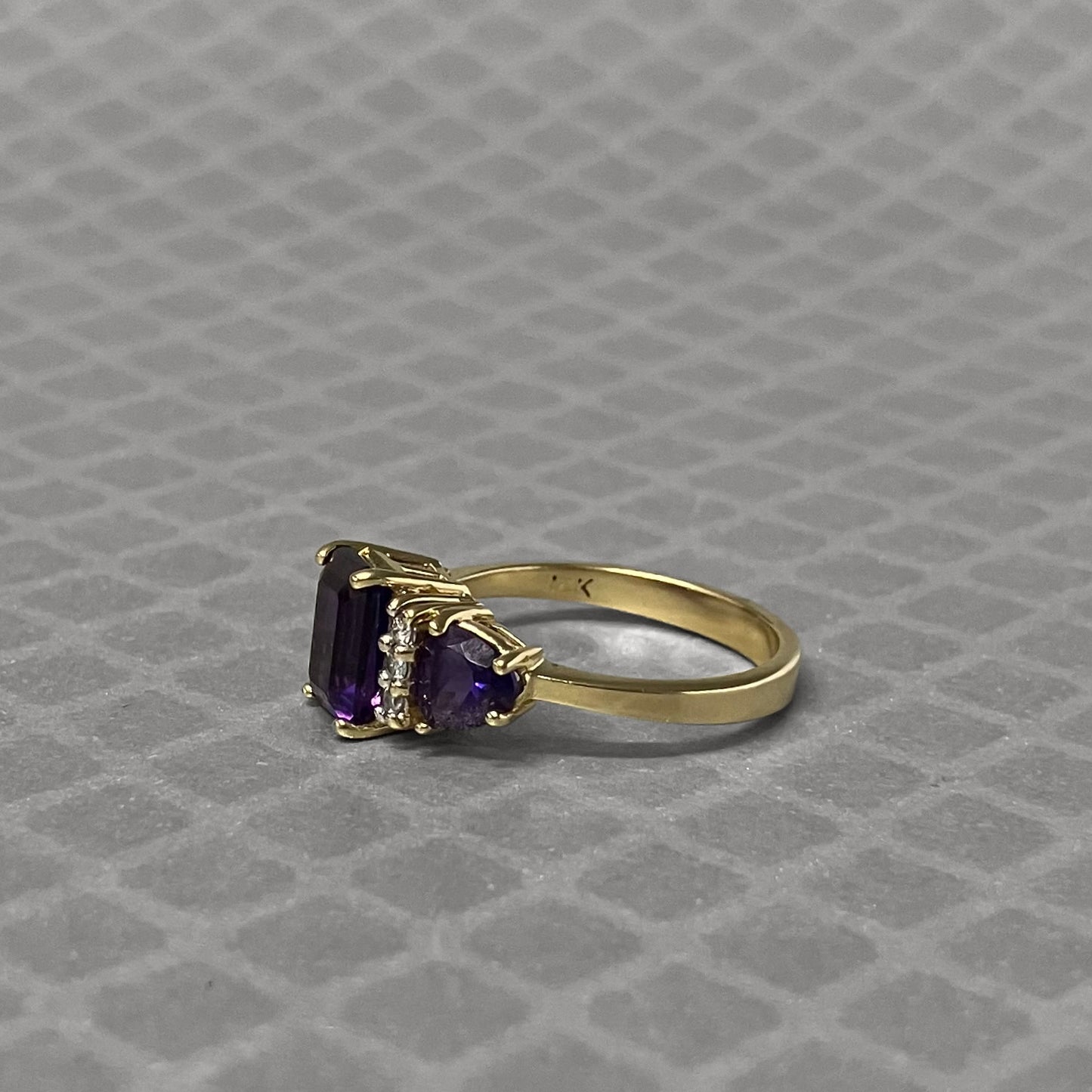 Preowned Yellow Gold Amethyst and Diamond Ring