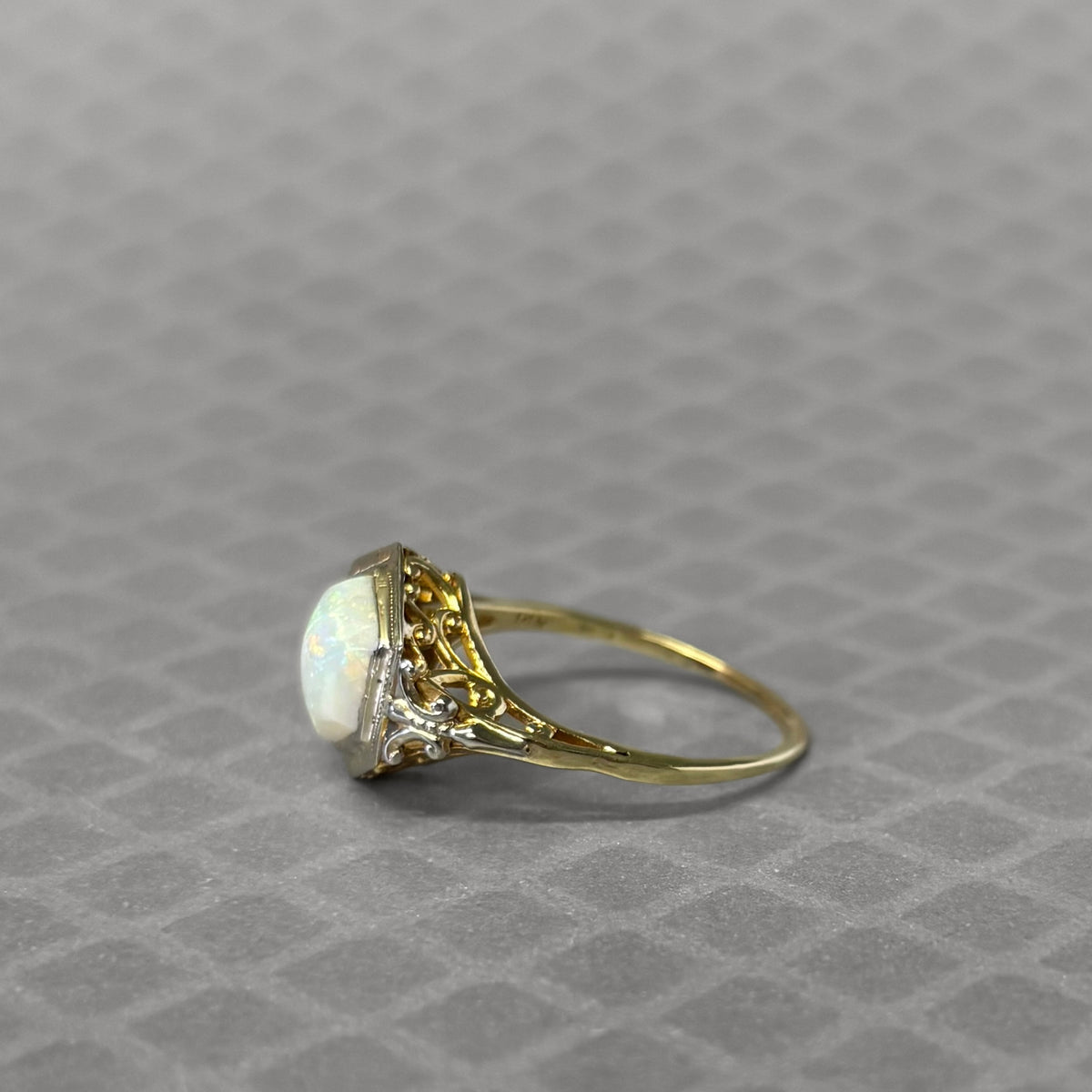 Preowned White and Yellow Gold and Hexagonal Opal Ring