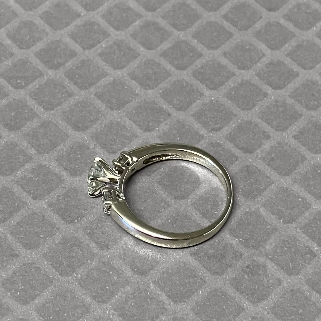 Preowned White Gold and Three Diamond Ring