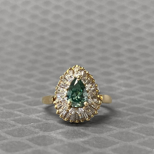 Preowned Yellow Gold and Treated Green Diamond Convertible Ring Pendant