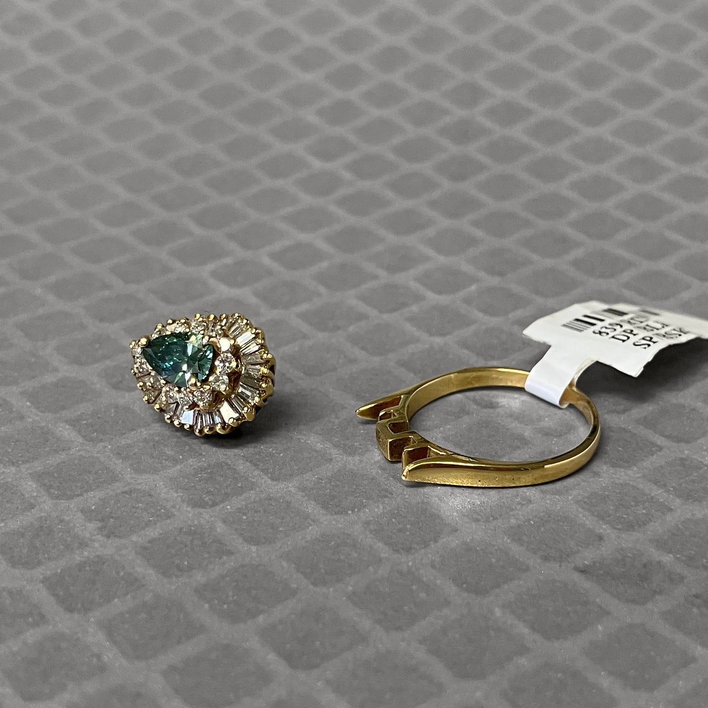 Preowned Yellow Gold and Treated Green Diamond Convertible Ring Pendant