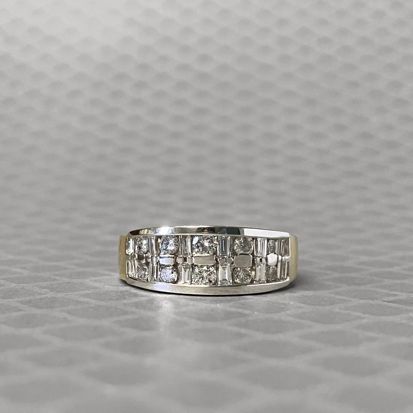 Preowned Yellow Gold and White Gold Two Row Diamond Ring