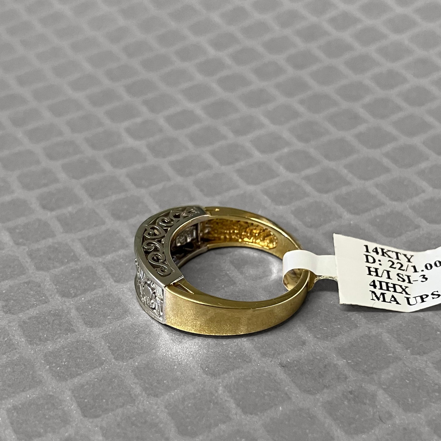 Preowned Yellow Gold and White Gold Two Row Diamond Ring