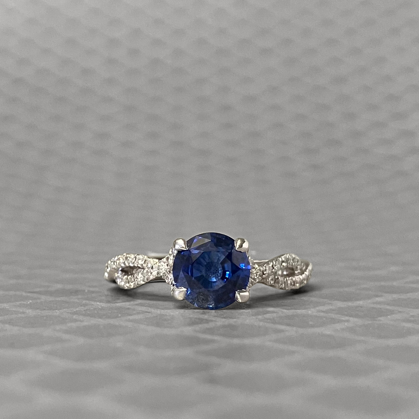 Preowned White Gold Blue Sapphire and Diamond Ring