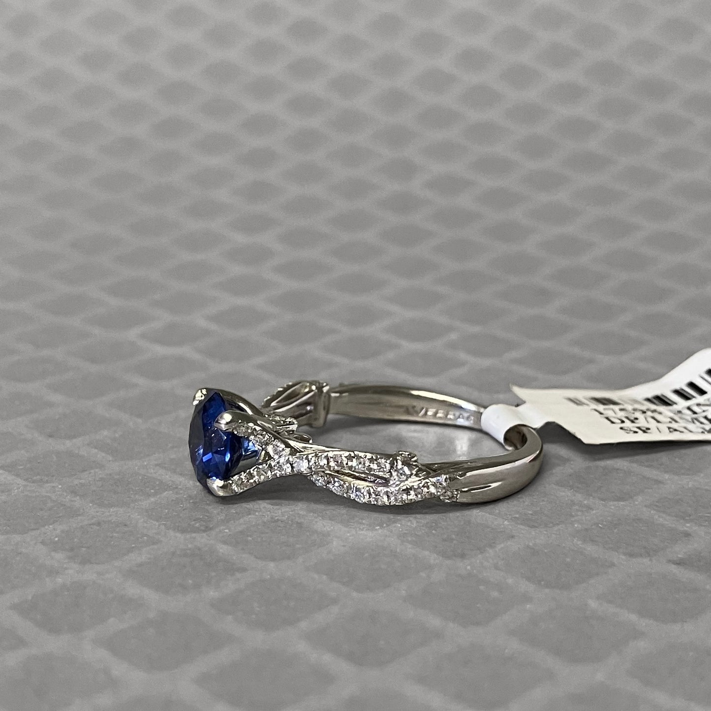 Preowned White Gold Blue Sapphire and Diamond Ring