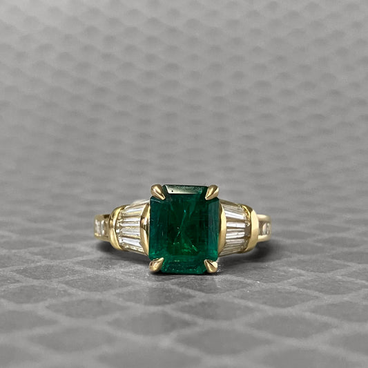 Preowned Yellow Gold Emerald and Diamond Ring