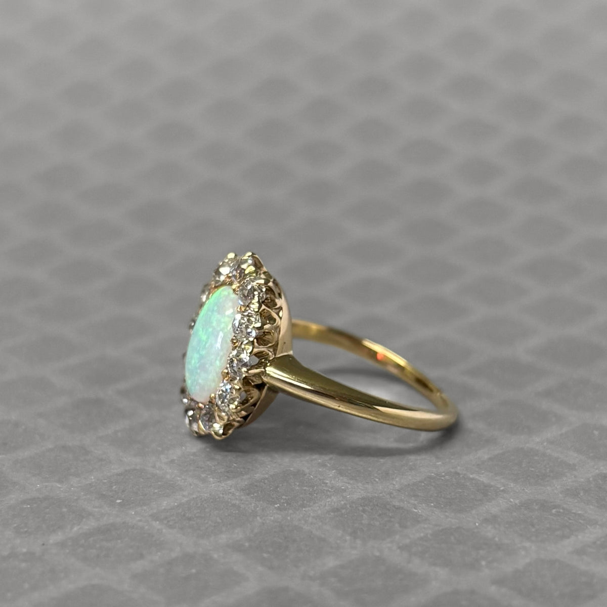 Preowned Yellow Gold Opal and Old European Cut Diamond Ring