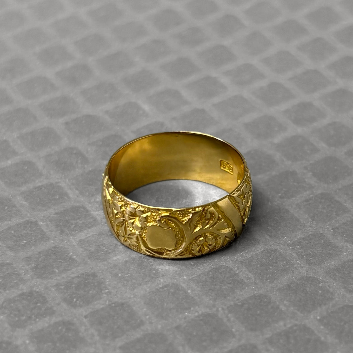 Preowned Yellow Gold Hand Engraved Wide Band