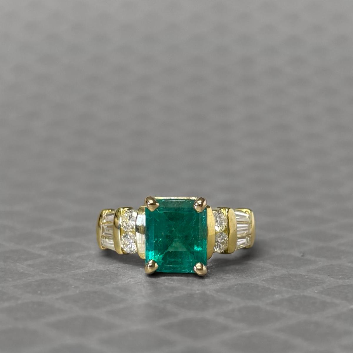 Preowned Yellow Gold Emerald and Diamond Ring