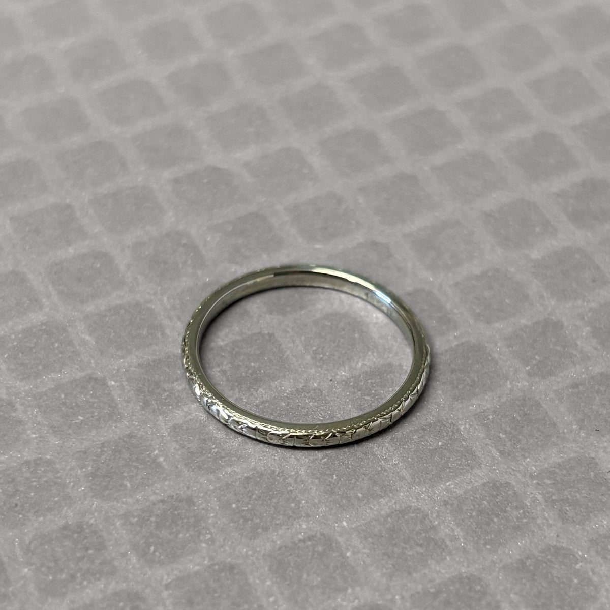 Preowned White Gold Hand Engraved Band