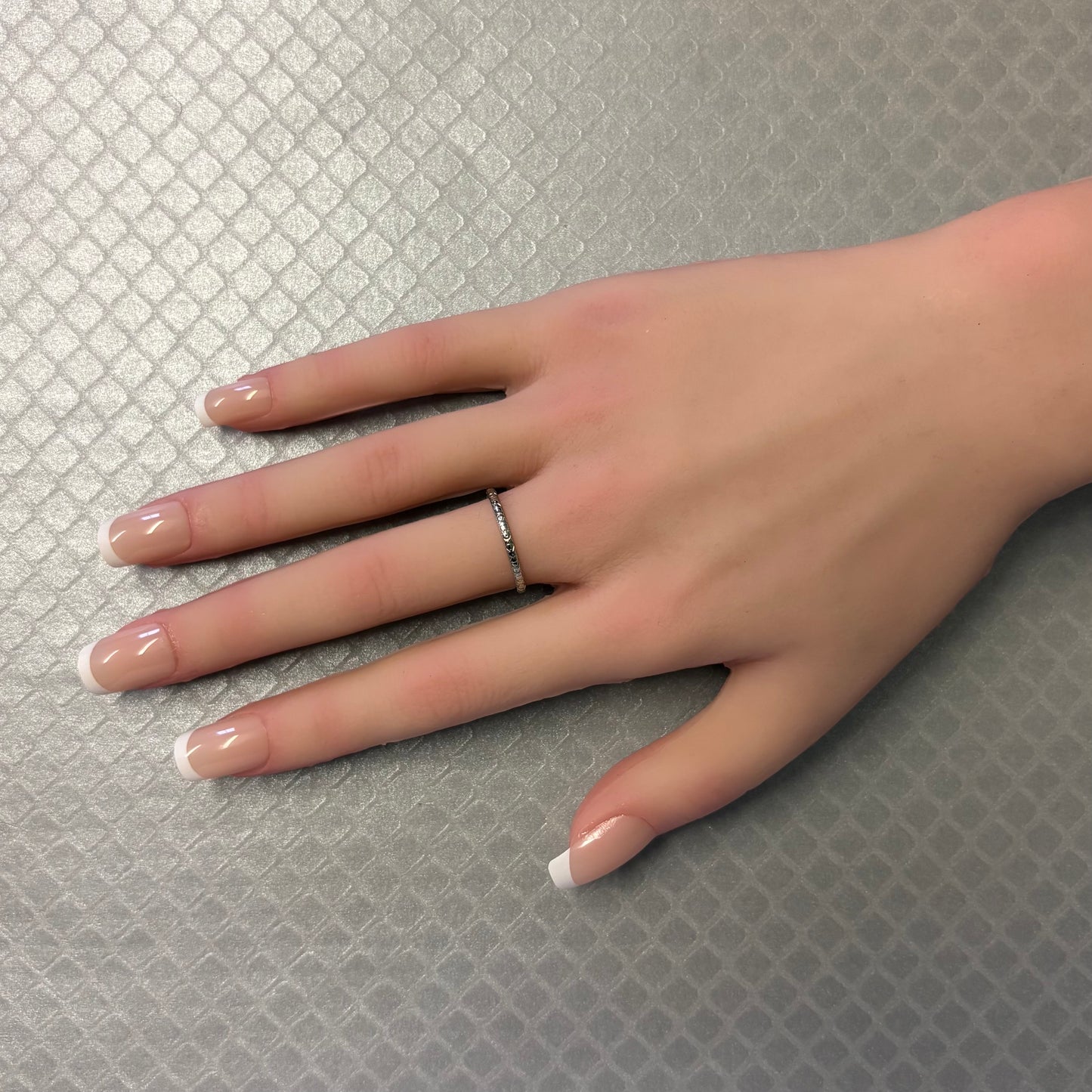 Preowned White Gold Hand Engraved Band