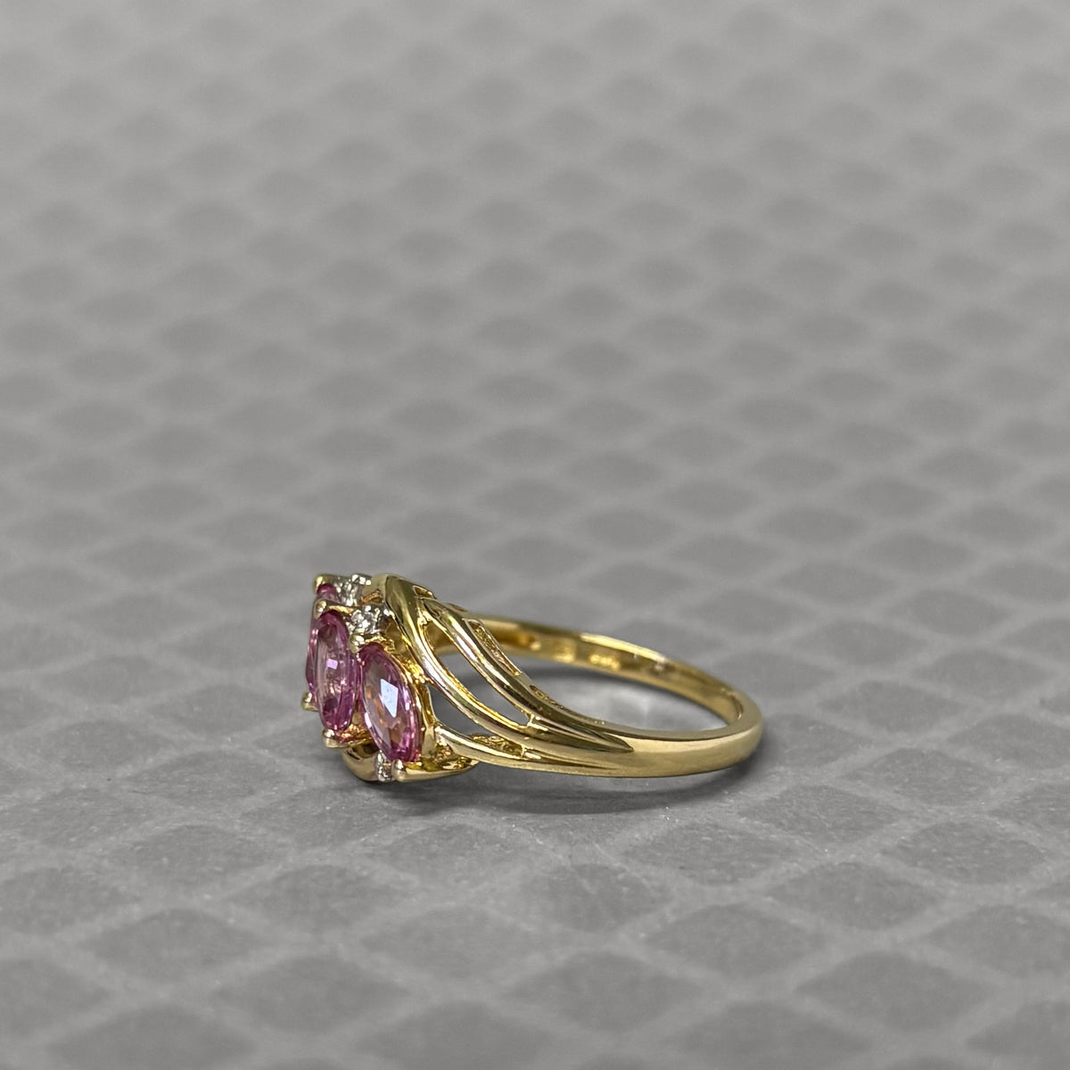 Preowned Yellow Gold Marquise Pink Sapphire and Diamond Ring