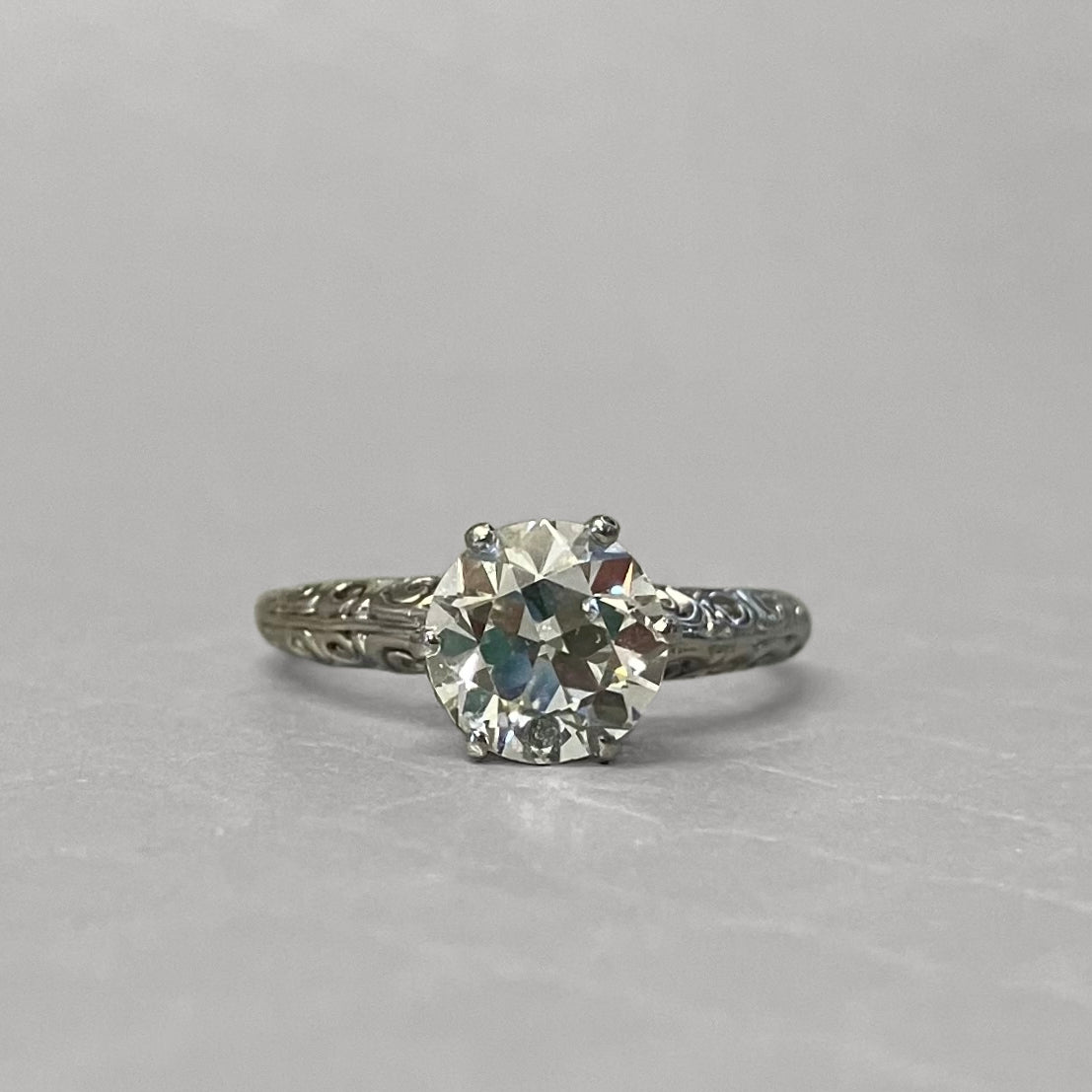 Preowned Platinum and Old European Cut Diamond Engagement Ring