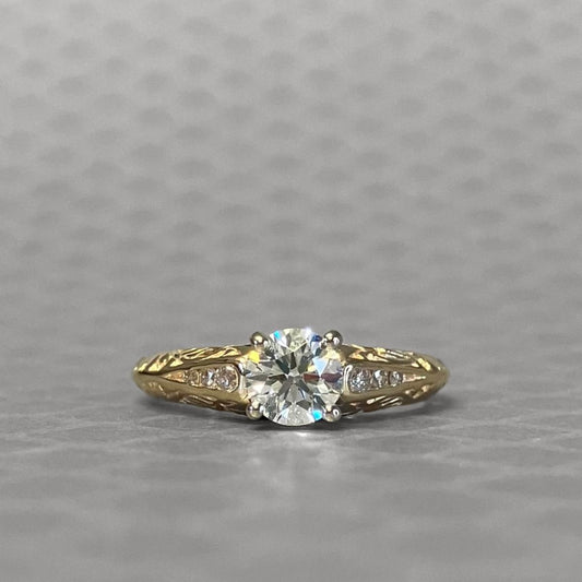 Preowned Yellow Gold and Ideal Cut Diamond Engagement Ring