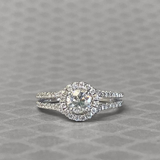 Preowned White Gold and Diamond Split Shank Engagement Ring