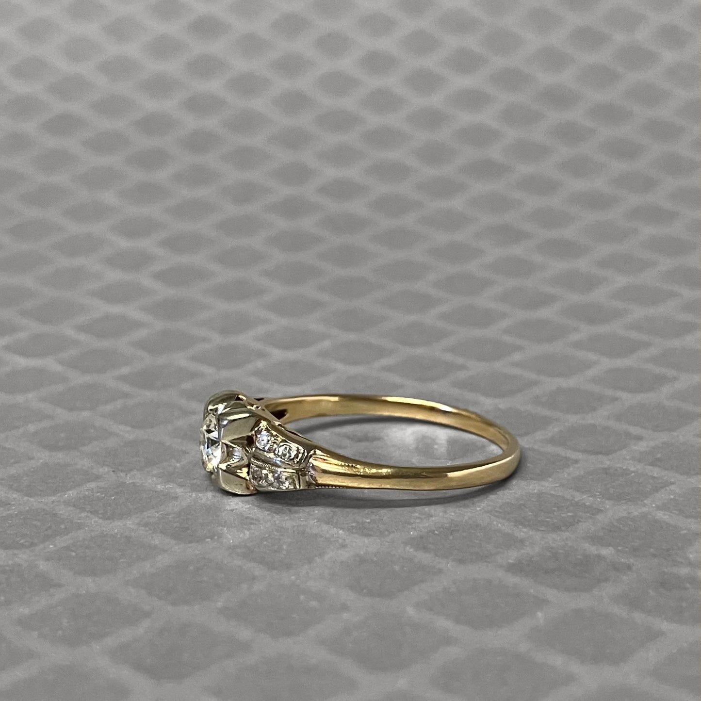 Preowned Yellow Gold and Diamond Illusion Engagement Ring
