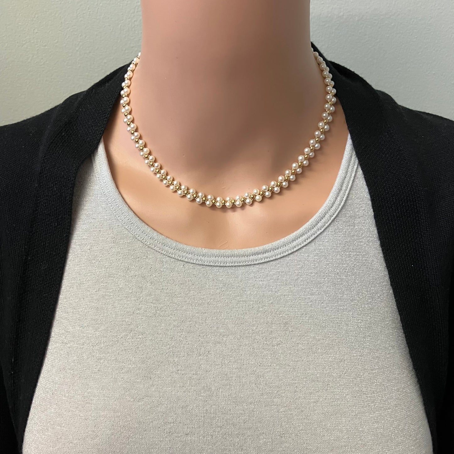 Preowned Yellow Gold and Pearl Woven Collar