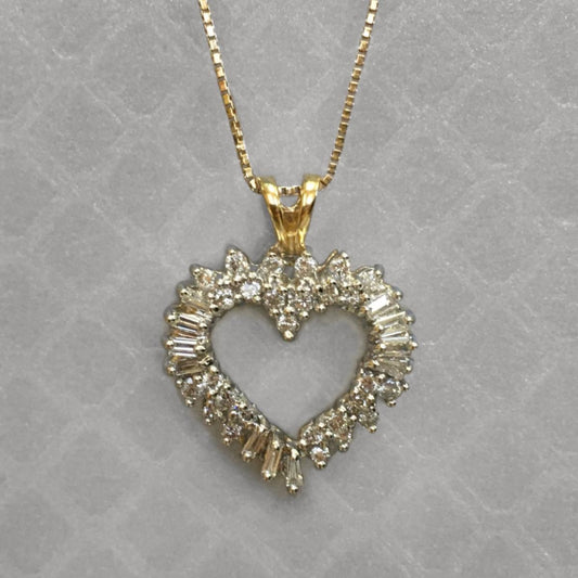 Preowned Yellow Gold and Diamond Heart Pendant