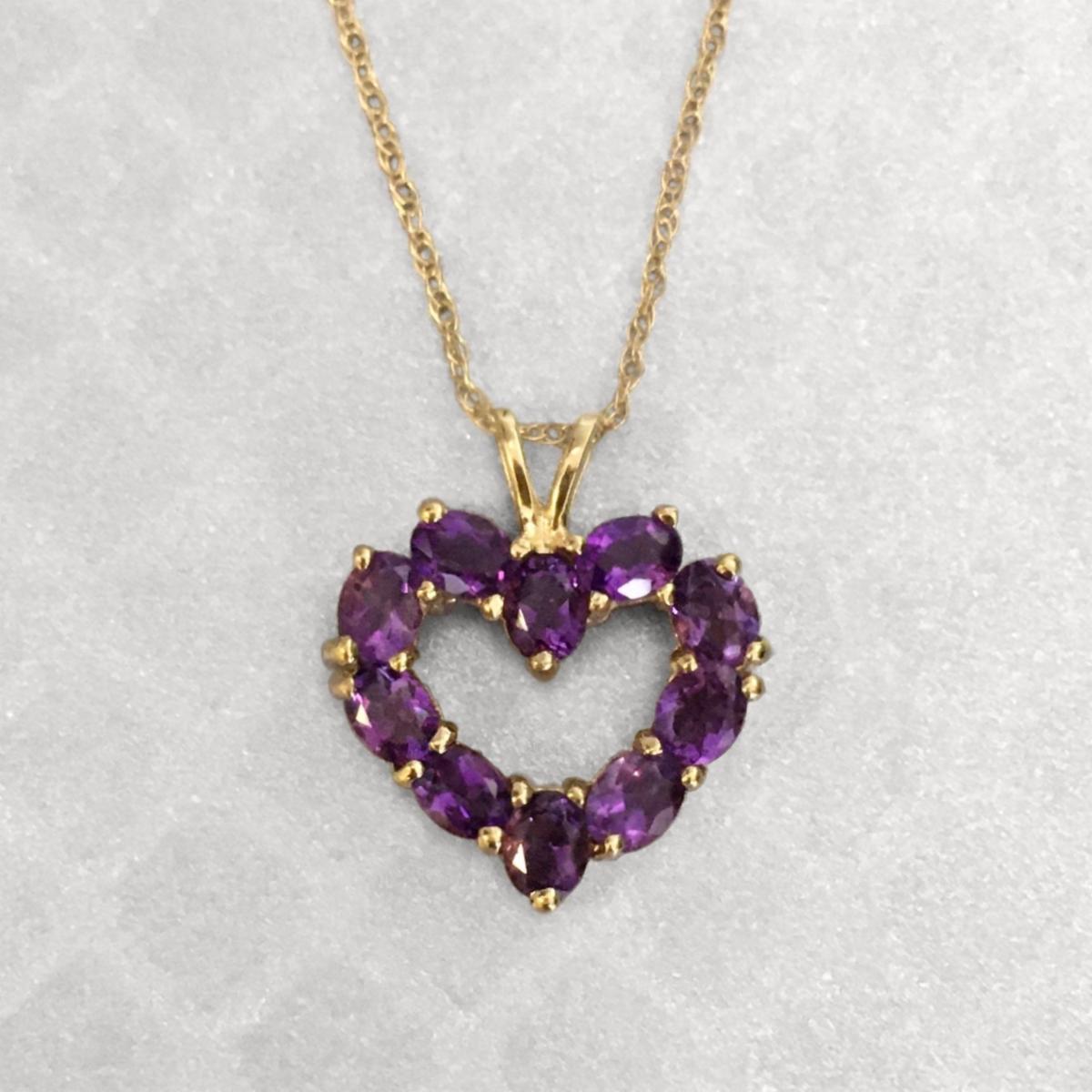 Preowned Yellow Gold and Amethyst Heart Pendant