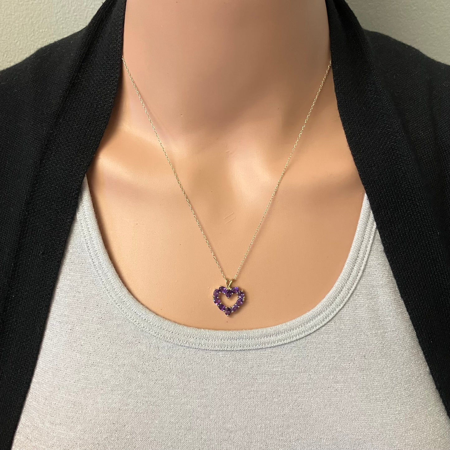 Preowned Yellow Gold and Amethyst Heart Pendant