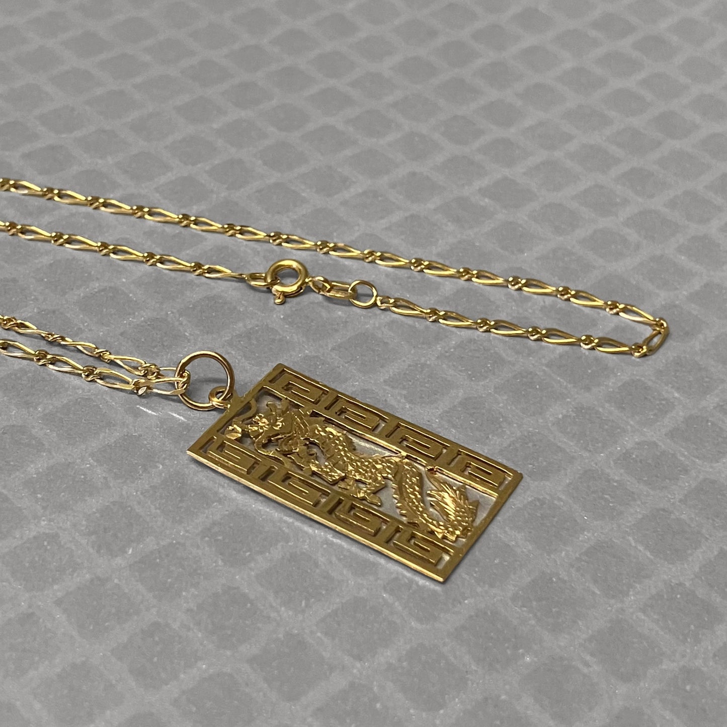 Preowned Yellow Gold Greek Key Dragon Pendant