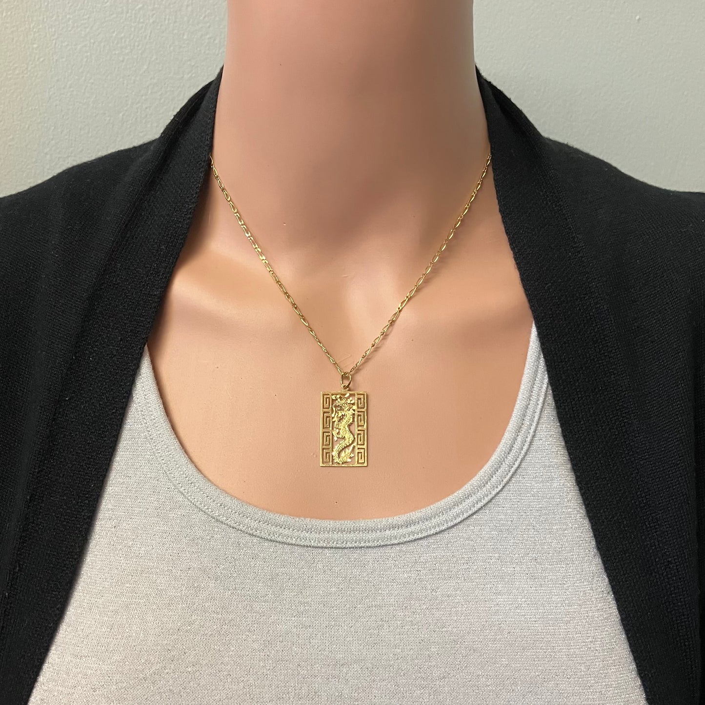 Preowned Yellow Gold Greek Key Dragon Pendant