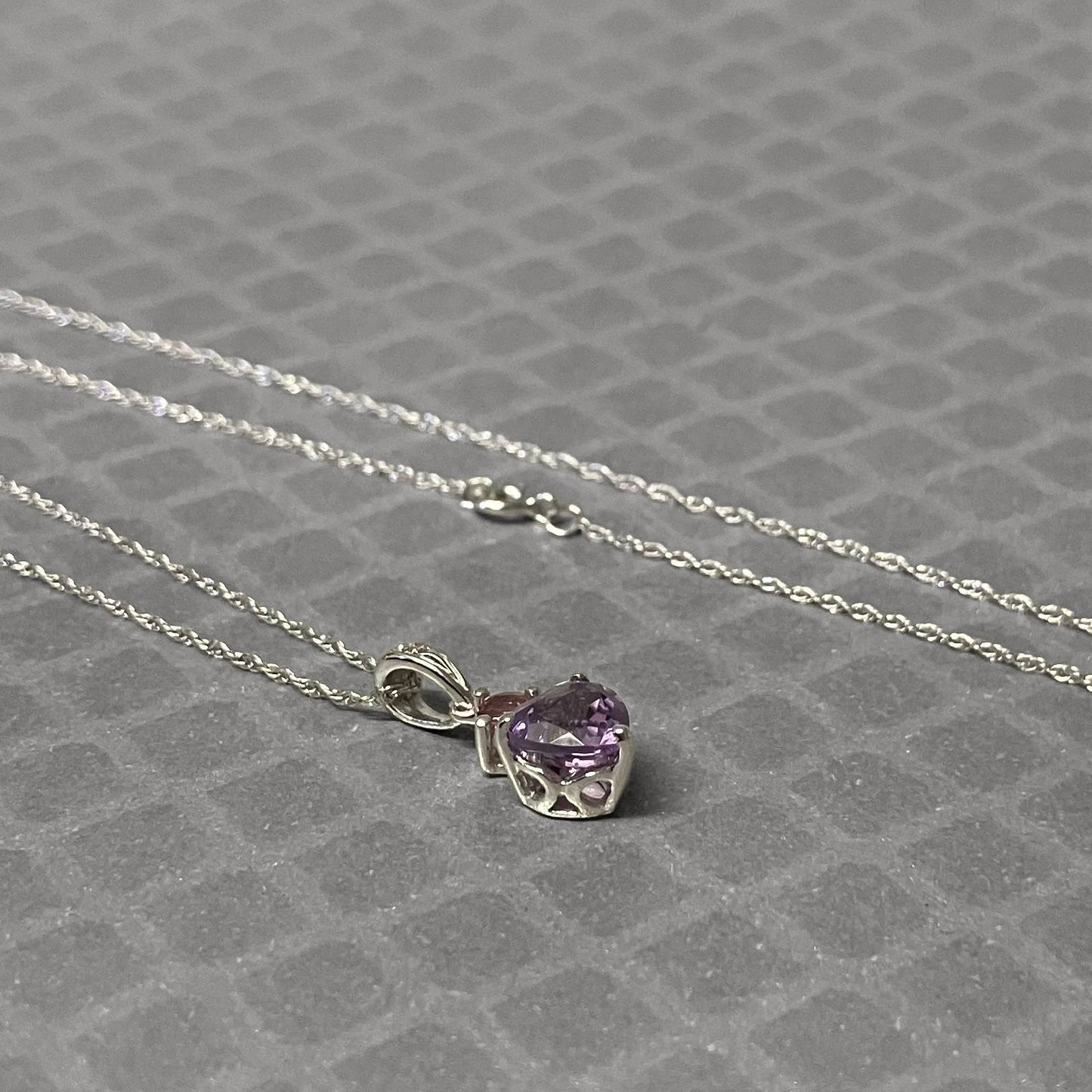 Preowned White Gold Amethyst, Pink Tourmaline and Diamond Pendant