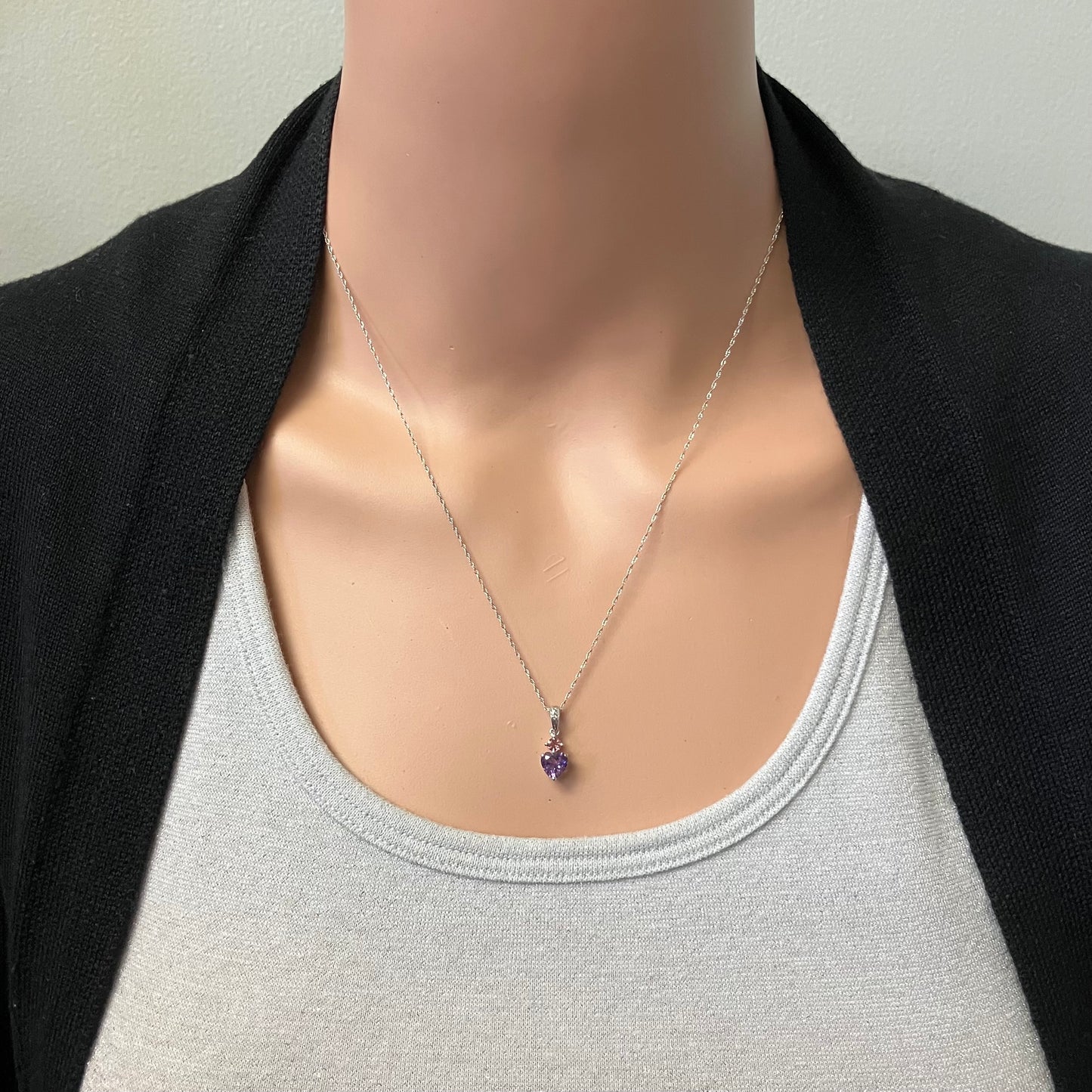 Preowned White Gold Amethyst, Pink Tourmaline and Diamond Pendant