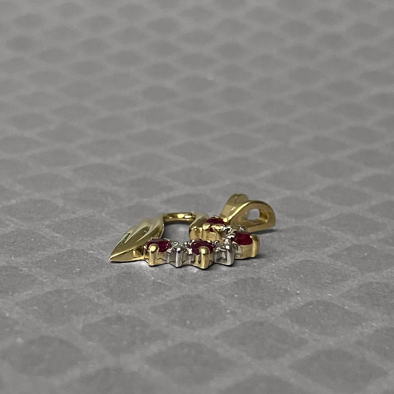 Preowned Yellow Gold Ruby and Diamond Heart Pendant