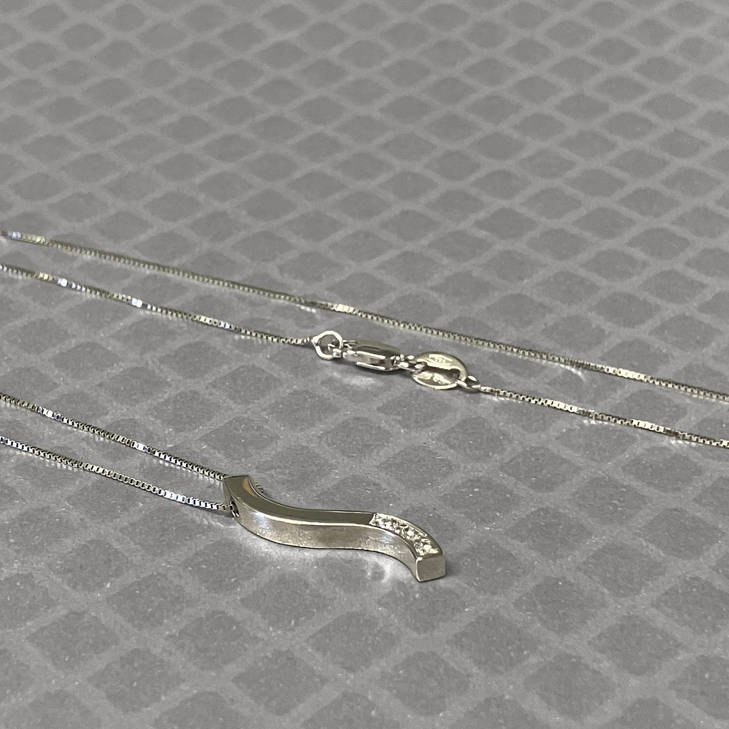 Preowned White Gold and Diamond Curve Necklace