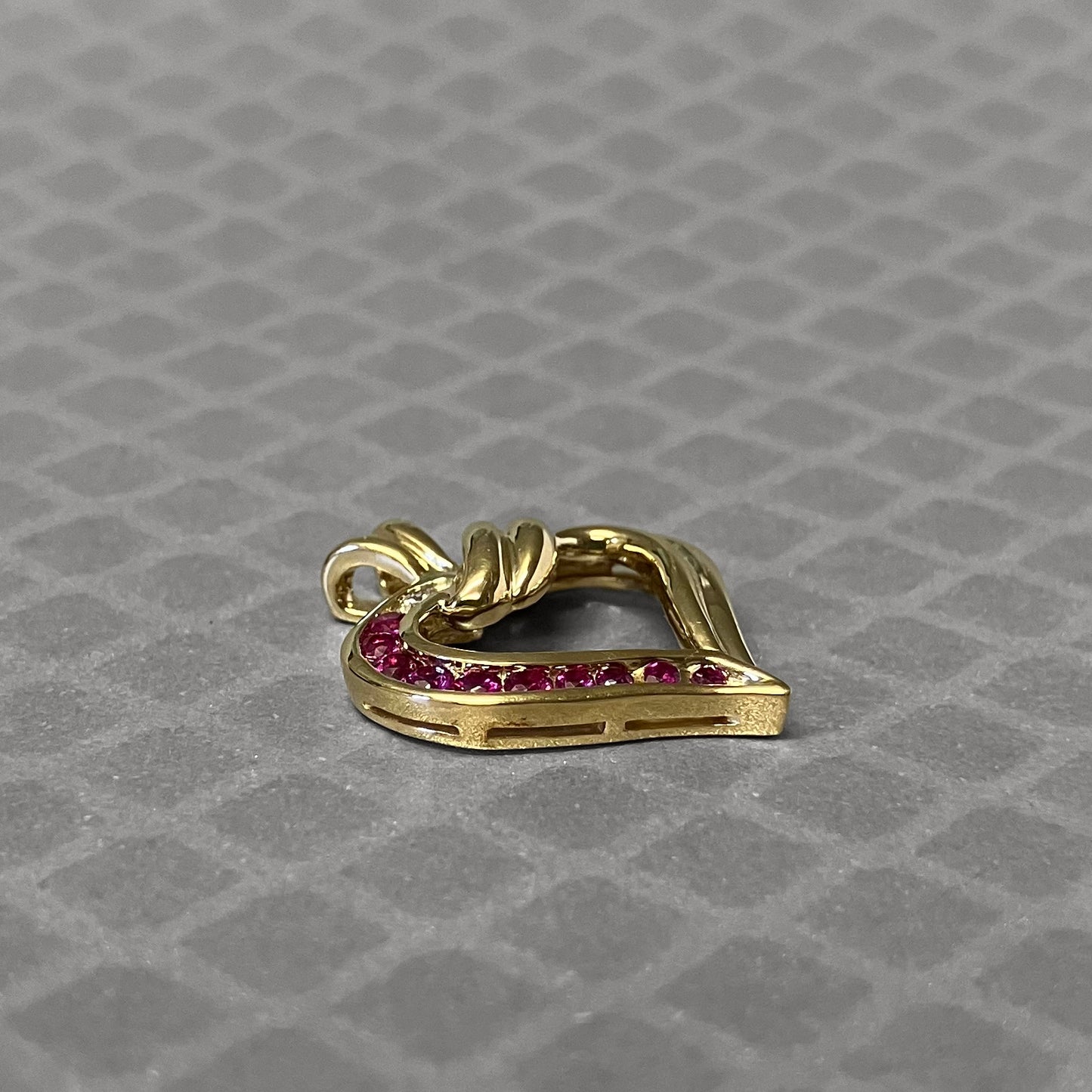 Preowned Yellow Gold Ruby and Diamond Heart Pendant