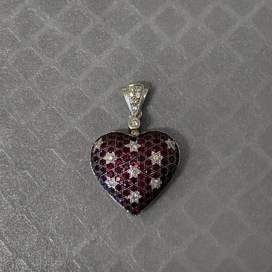 Preowned White Gold Ruby and Diamond Le Vian Heart Pendant