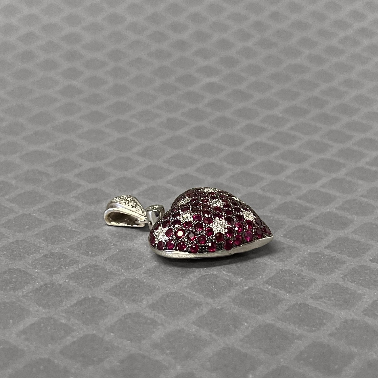 Preowned White Gold Ruby and Diamond Le Vian Heart Pendant